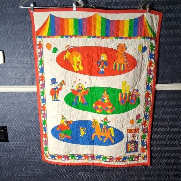 VintageColorful Circus Theme Kids Quilt #144